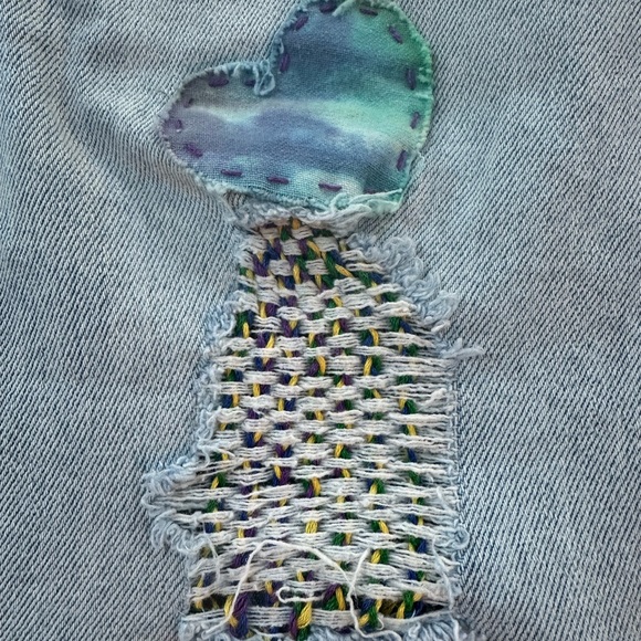 BDG Urban Outfitters Patch Jeans Light Wash High Rise Skinny Stretch Denim Jeans - Picture 12 of 15